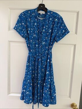 Blue Floral Tie-Waist Mini Dress by Ellsworth & Ivey